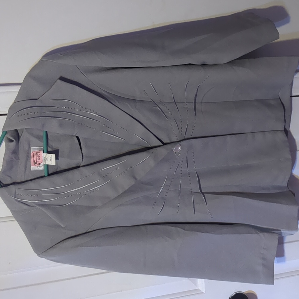 Elegant Gray Blazer with Embellishments